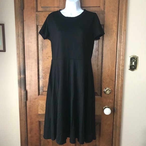 Helyo Fashion Black Short Sleeve Dress w/Seam Pockets Large - Picture 1 of 11